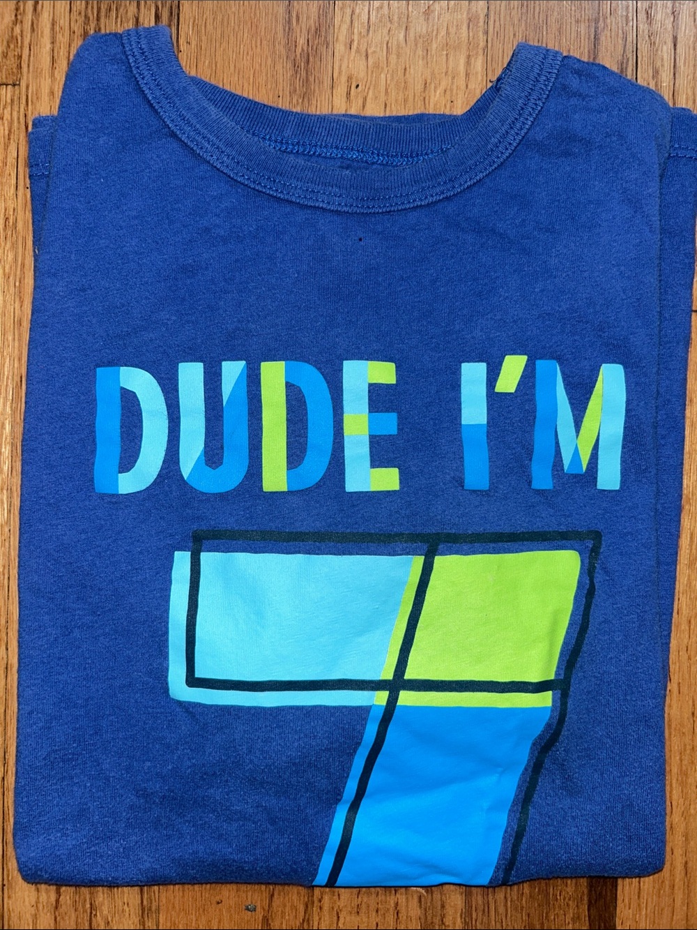 Boys' Blue Graphic 'Dude I'm 7' Short Sleeve Tee Large size 10/12
